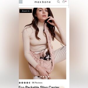 Maxbone eco packable sling pet carrier in pale pink (nude).